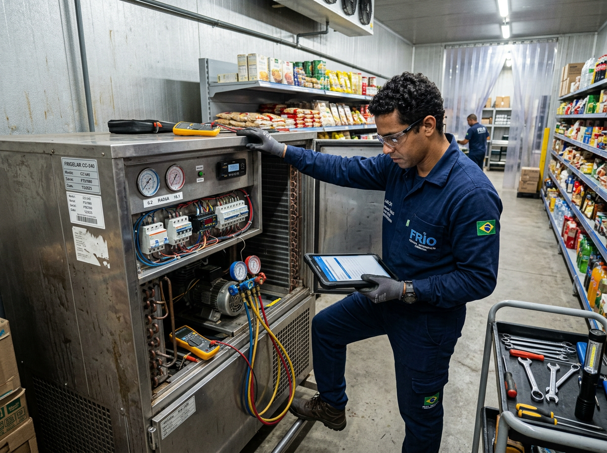 Técnico preenchendo checklist digital no TREXP